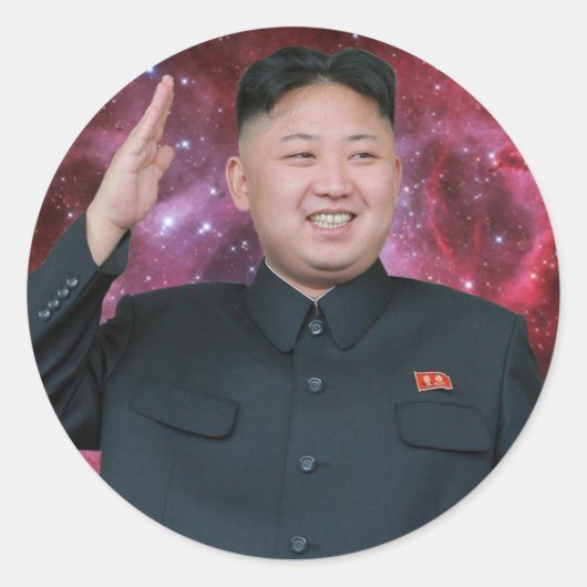 KIM JONG Un SpACEFORCE Ronde Sticker (Voorkant)