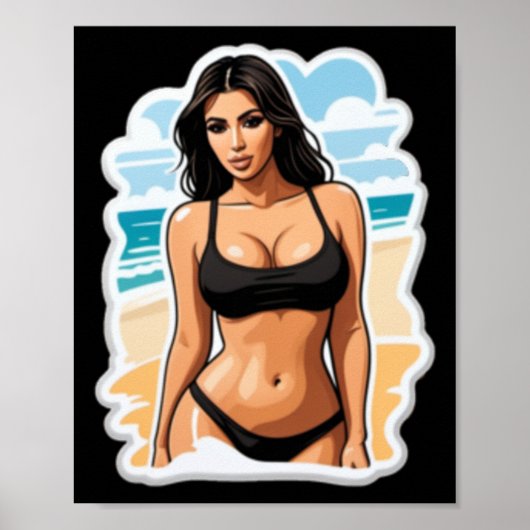 Kim Kardashian Beach Sticker Poster (Voorkant)