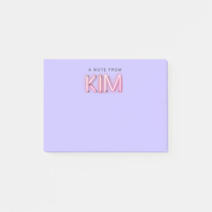 Kim-naam in gloeiende neonlampen post-it® notes