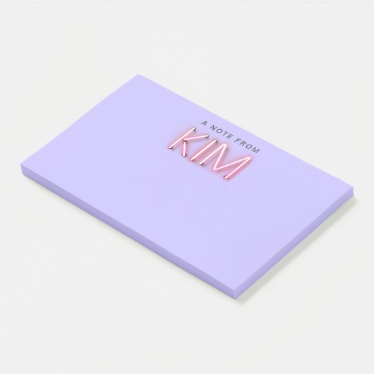 Kim-naam in gloeiende neonlampen post-it® notes (Schuin)