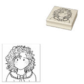 ©️Kim Niles CURLY MEISJE Rubber Stamp Rubberstempel (Gestempeld)