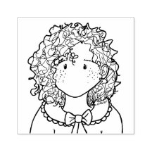 ©️Kim Niles CURLY MEISJE Rubber Stamp