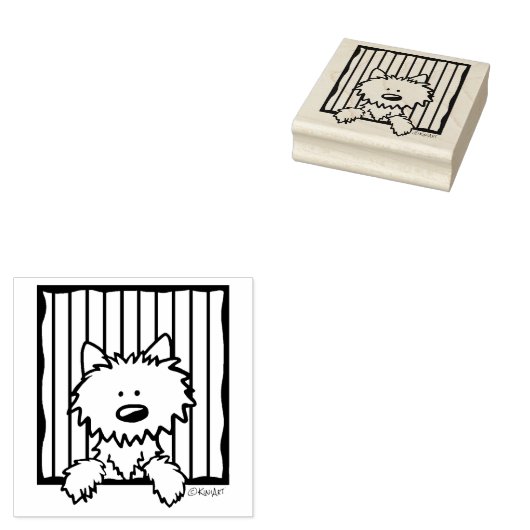 ©️Kim Niles KiniArt Westie Rubber Stamp Rubberstempel (Gestempeld)