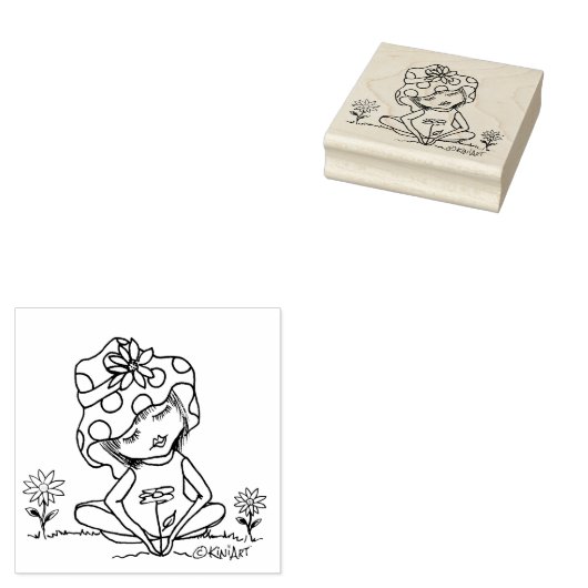 ©️Kim Niles TUIN MEISJE Rubber Stamp Rubberstempel (Gestempeld)