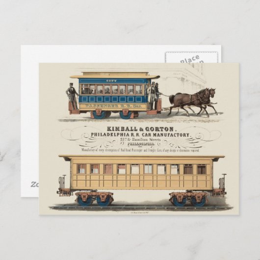 Kimball & Gorton Philadelphia R.R. Auto-fabricage Briefkaart (Voorkant / Achterkant)