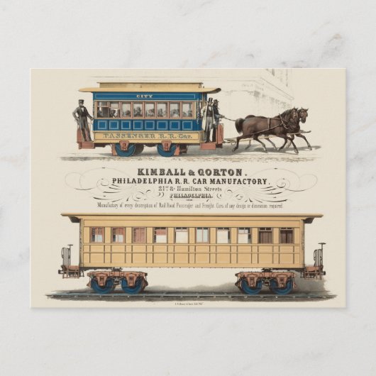 Kimball & Gorton Philadelphia R.R. Auto-fabricage Briefkaart (Voorkant)