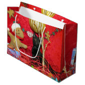 Kimba's kerstboom - Kat/Kitten Large Gift Bag Groot Cadeauzakje (Voorkant Gekanteld)