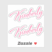 Kimberly Decoratieve Naam in Roze x2 Sticker (Vel)
