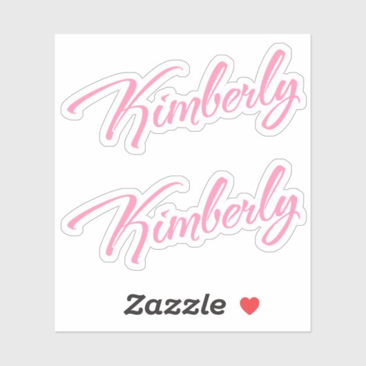 Kimberly Decoratieve Naam in Roze x2 Sticker (Vel)