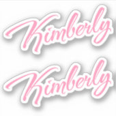 Kimberly Decoratieve Naam in Roze x2 Sticker (Voorkant)