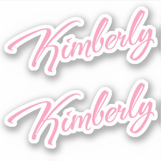 Kimberly Decoratieve Naam in Roze x2 Sticker (Voorkant)