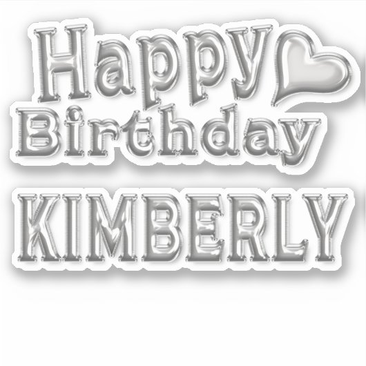 Kimberly Happy Birthday silver Aufkleber Sticker (Voorkant)