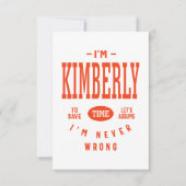 Kimberly Personalized Name Birthday Gift RSVP Kaartje (Voorkant)
