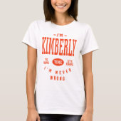 Kimberly Personalized Name Birthday Gift T-shirt (Voorkant)