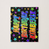 "KIMBERLY" Voornaam, geun "HAPPY BIRTHDAY" Legpuzzel (Verticaal)