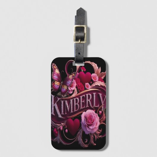 Kimberly's bloemenhart bagagelabel (Voorkant (verticaal))