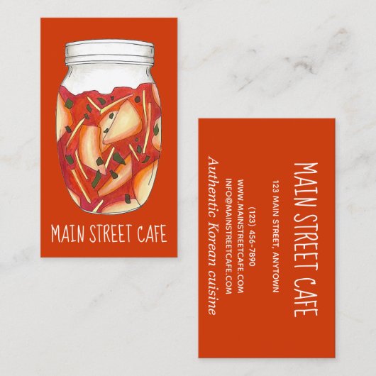 Kimchi Banchan Kool Koreaans Eten Restaurant Chef Visitekaartje (Voorkant / Achterkant)