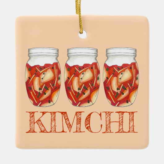 Kimchi Fermented Cabbage Korean Food Cuisine Keramisch Ornament (Voorkant)