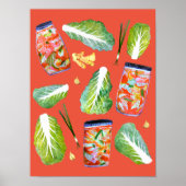 Kimchi Ingrediënten Kruidige Waterverf Kunst Poster (Voorkant)
