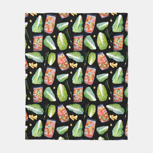 Kimchi Ingredients Spicy Fermentation Waterverf Fleece Deken (Voorkant)
