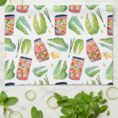 Kimchi Ingredients Spicy Fermentation Waterverf Theedoek (Gevouwen)