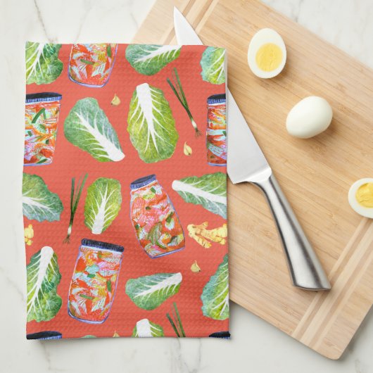 Kimchi Ingredients Spicy Fermentation Waterverf Theedoek (Quarter Fold)