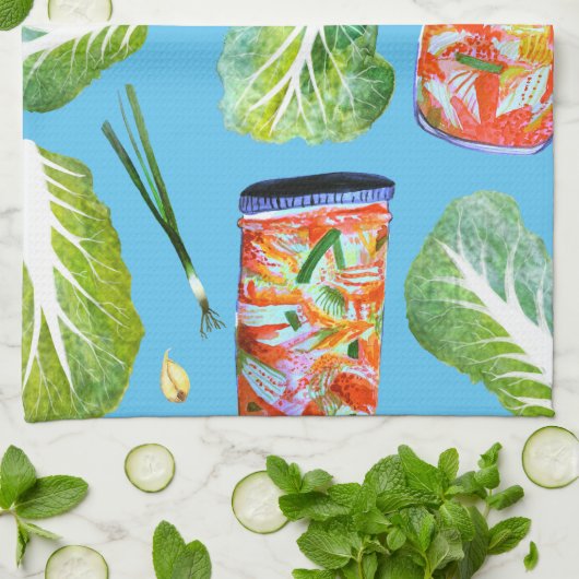 Kimchi Ingredients Waterverf Fun Fermentation Theedoek (Gevouwen)