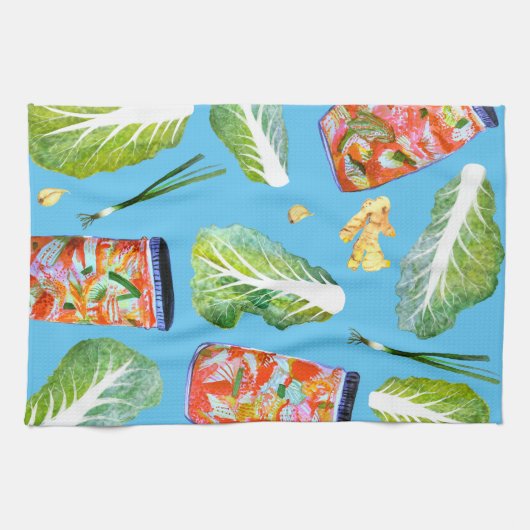 Kimchi Ingredients Waterverf Fun Fermentation Theedoek (Horizontaal)