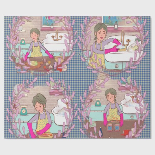 Kimchi Making Pattern – Illustrated Korean Food Wr Cadeaupapier (Vlak)