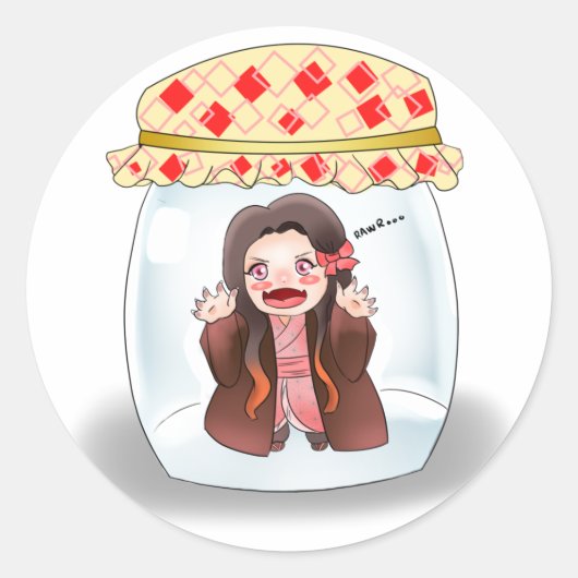 Kimetsu no Yaiba (Nezuko chibi-sticker) Ronde Sticker (Voorkant)