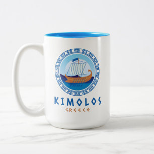 Kimolos, Griekenland Grieks scheepsontwerp Tweekleurige Koffiemok