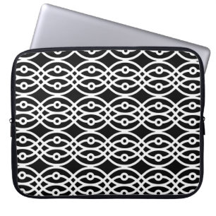 Kimono-afdruk, wit op zwart laptop sleeve