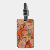 Kimono Bloem Roze Bloemmotief Bagagelabel (Voorkant verticaal)