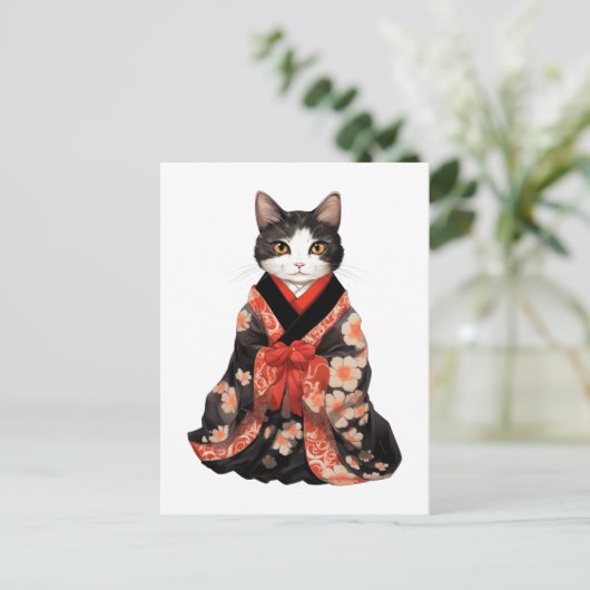 Kimono Cat Briefkaart (Staand voorkant)