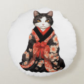 Kimono Cat Rond Kussen (Achterkant)