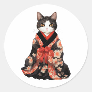Kimono Cat Ronde Sticker