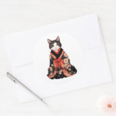 Kimono Cat Ronde Sticker (Envelop)