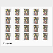 "Kimono Dance & Japanese Text – Edo Art Design" Vierkante Sticker (Vel)