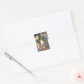"Kimono Dance & Japanese Text – Edo Art Design" Vierkante Sticker (Envelop)