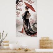 Kimono en kersenbloesem poster (Keuken)
