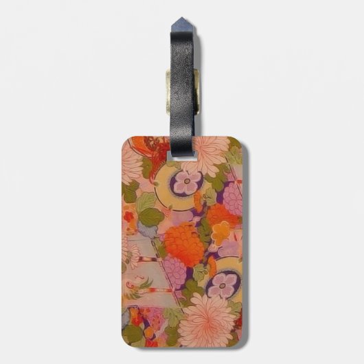 Kimono Flower Pink Floral Pattern Bagagelabel (Achterkant verticaal)