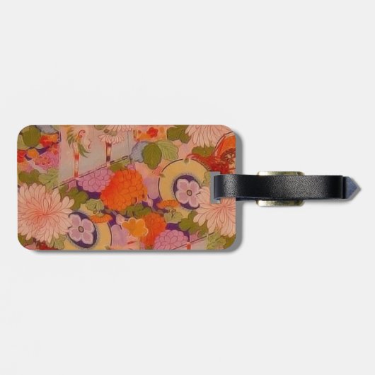 Kimono Flower Pink Floral Pattern Bagagelabel (Achterkant horizontaal)