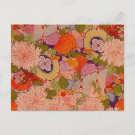 Kimono Flower Pink Floral Pattern Briefkaart