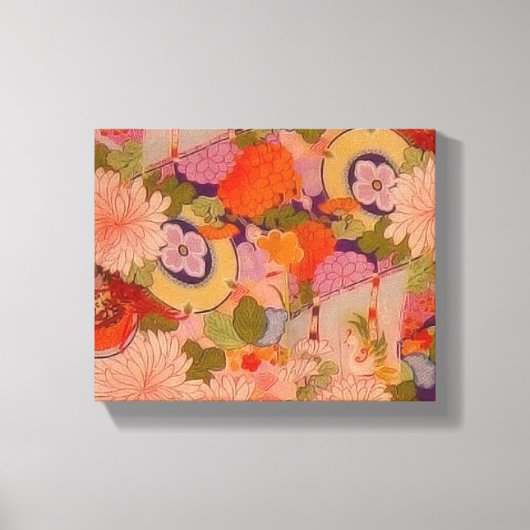 Kimono Flower Pink Floral Pattern Canvas Afdruk (Voorkant)