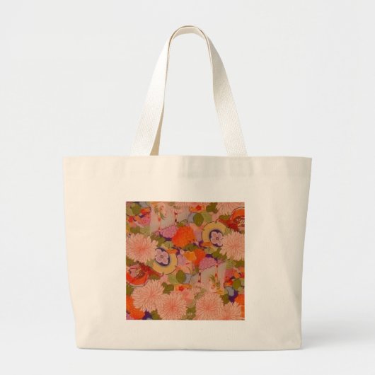 Kimono Flower Pink Floral Pattern Grote Tote Bag (Voorkant)