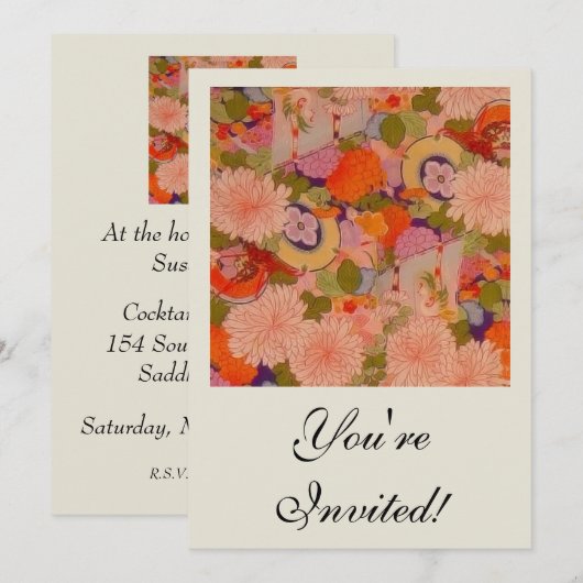 Kimono Flower Pink Floral Pattern Kaart (Voorkant / Achterkant)