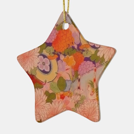 Kimono Flower Pink Floral Pattern Keramisch Ornament (Links)
