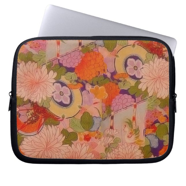 Kimono Flower Pink Floral Pattern Laptop Sleeve (Voorkant)