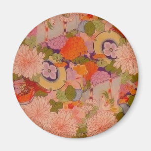 Kimono Flower Pink Floral Pattern Magneet