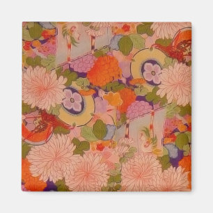 Kimono Flower Pink Floral Pattern Magneet